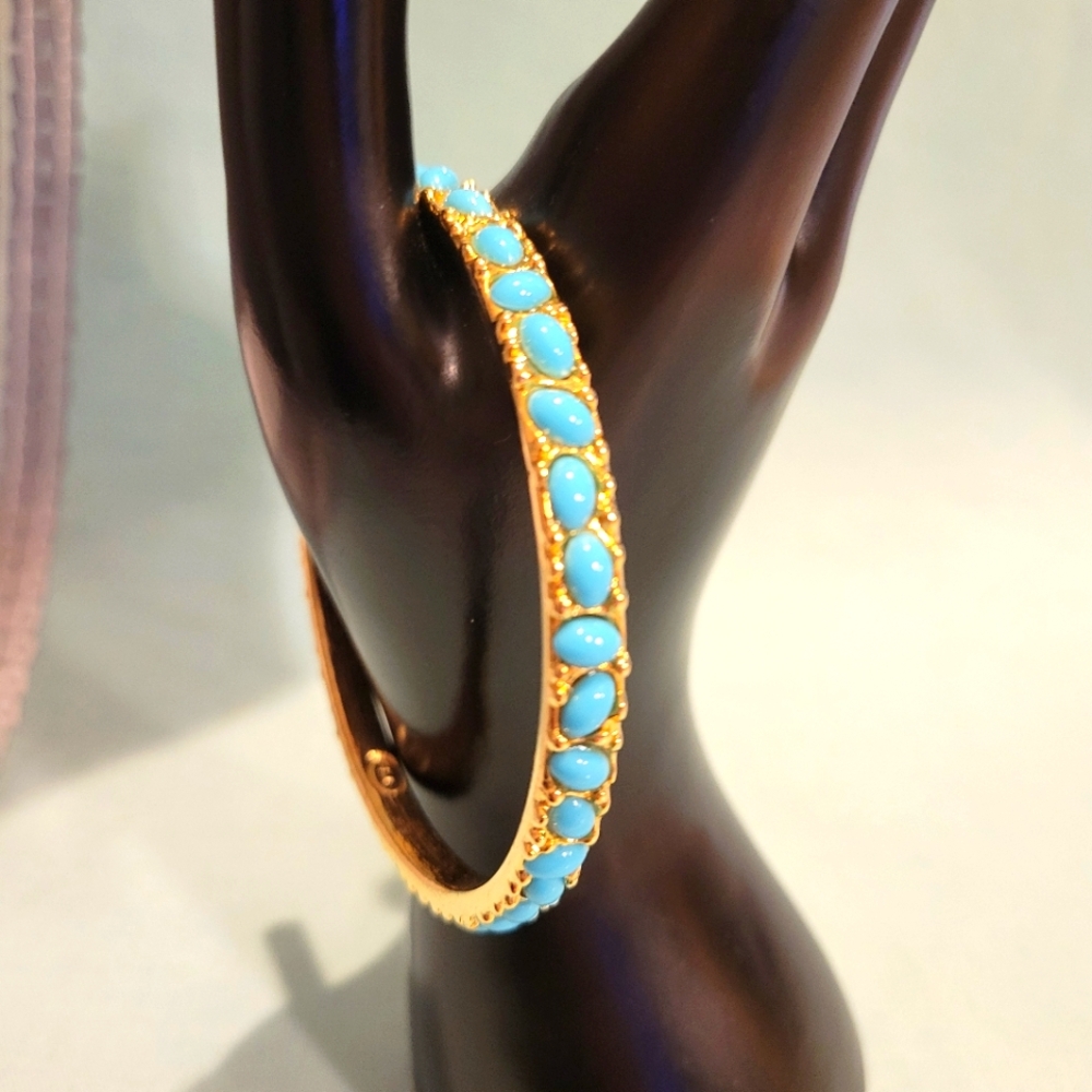 Kenneth Jay Lane Aqua and Gold Bracelet